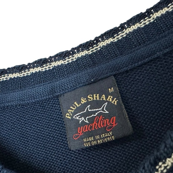 Paul & Shark Yachting Mens V Neck Cotton Sweater Sz Medium Blue Long Sleeve - Picture 7 of 7